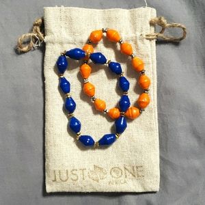 Orange & Blue Paper Bead Bracelets